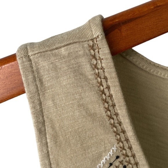 J Jill Aztec Geometrical Embroidered V-Neck Slub Cotton Sleeveless Tank Top Soft - Picture 3 of 14